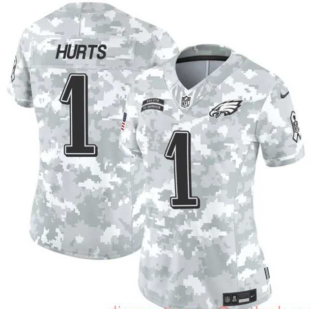 Women%27s Philadelphia Eagles #1 Jalen Hurts 2024 F.U.S.E Arctic Camo Salute To Service Limited Stitched Jersey Dzhi